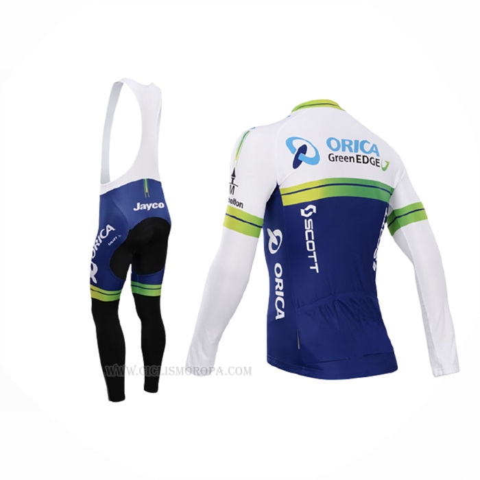 2014 Ropa Ciclismo Orica GreenEDGE Blanco Azul Mangas Largas y Culotte Lunga